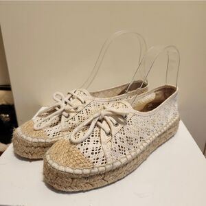 Diane von Furstenberg "Tareena" Cotton/Jute Flatform Espadrilles Sz.7/37 Ret$200